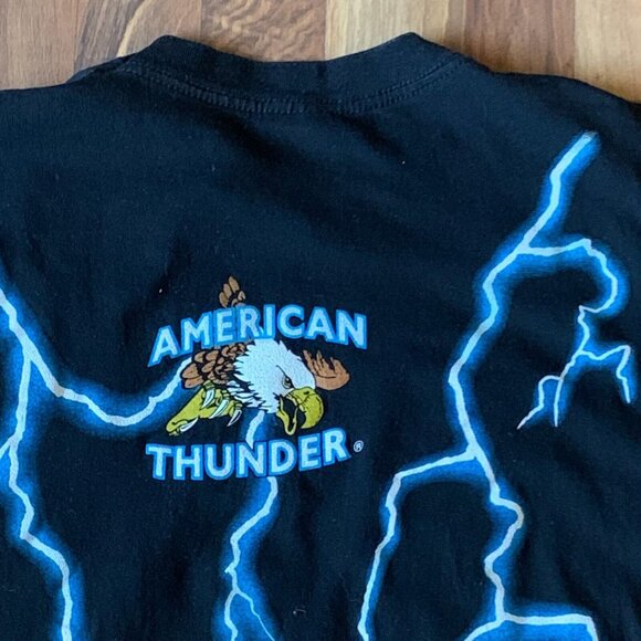 Vtg 1990s American Indian Thunder Print Lightning Thrashing Shirt T-Shirt Top - Picture 5 of 13